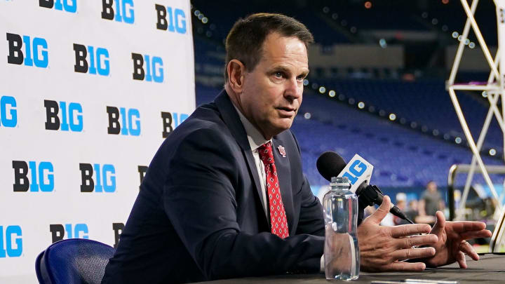 Indiana Hoosiers head coach Curt Cignetti speaks to the media during the Big Ten football media day at Lucas Oil Stadium. 