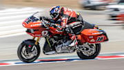 Bradley Smith (Harley-Davidson Factory Racing Team) taring it up in MotoAmerica's King of the Bagger Series