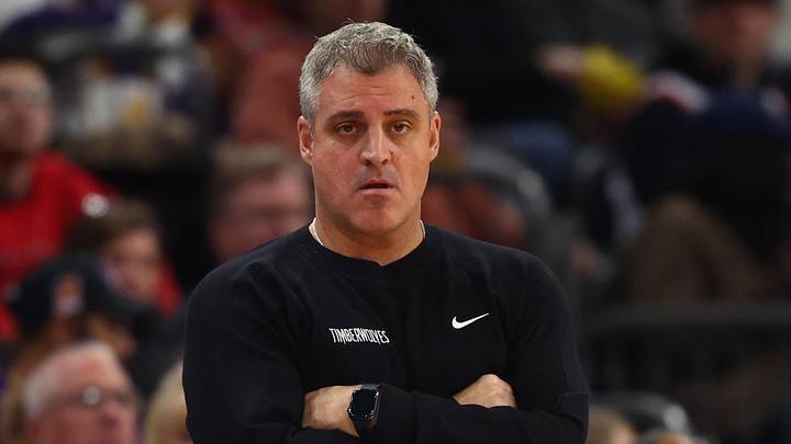 Jan 29, 2025; Phoenix, Arizona, USA; Minnesota Timberwolves assistant coach Micah Nori against the Phoenix Suns at Footprint Center. Mandatory Credit: Mark J. Rebilas-Imagn Images