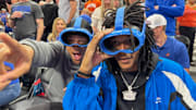 Shaqir and Shareef O'Neal at the 2025 NCAA Men's Basketball Final Four.
