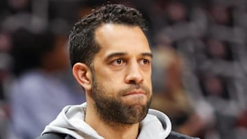 Atlanta Hawks general manager Landry Fields looks on against the Boston Celtics.