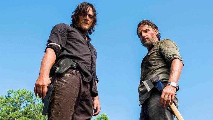 Norman Reedus as Daryl Dixon, Andrew Lincoln as Rick Grimes in The Walking Dead Season 8, Episode 5