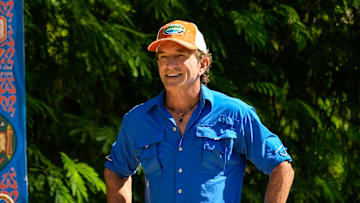 “The Devil’s Shoes” – A major shakeup hits the game when two tribes turn to three. New tribe members size each other up, but with only four players on each tribe, there is not much room to hide. Then, heat and exhaustion take a major toll on one castaway, on SURVIVOR, Wednesday, Oct. 29. Pictured (L-R): Jeff Probst. Photo: Robert Voets/CBS ©2025 CBS Broadcasting, Inc. All Rights Reserved.