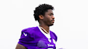Vikings wide receiver Jordan Addison during 2025 minicamp.