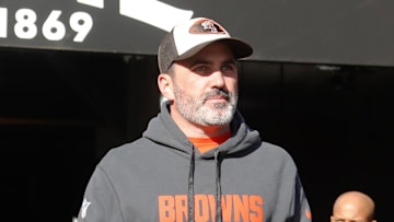 Dec 8, 2024; Pittsburgh, Pennsylvania, USA;  Cleveland Browns head coach Kevin Stefanski takes the field to play the Pittsburgh Steelers at Acrisure Stadium. Mandatory Credit: Charles LeClaire-Imagn Images