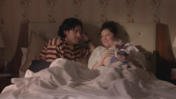 Will Sharpe and Meg Stalter in Too Much on Netflix