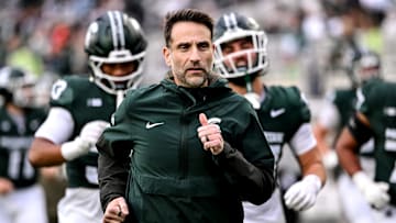 Michigan State's defensive coordinator Joe Rossi runs to the locker room before the game against Penn State on Saturday, Nov. 15, 2025, at Spartan Stadium in East Lansing.