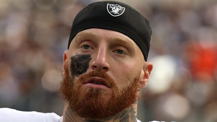 Nov 30, 2025; Inglewood, California, USA; Las Vegas Raiders defensive end Maxx Crosby (98) during the first half at SoFi Stadium. Mandatory Credit: Kiyoshi Mio-Imagn Images
