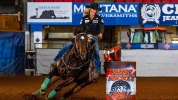 Michelle Alley and Lipstick N Stilletos winning the first round of the Ruby Buckle Futurity.