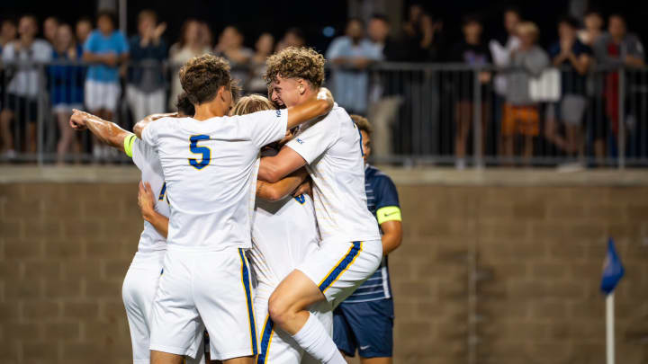 Pitt Men's Soccer Celebrates A Goal 