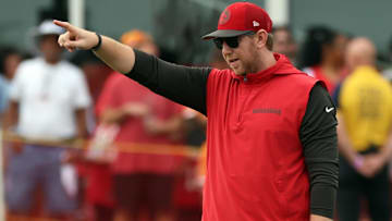Former Tampa Bay Buccaneers OC Liam Coen made his first comments since accepting the Jaguars head coaching job this week. (Mandatory Credit: Kim Klement Neitzel-Imagn Images)