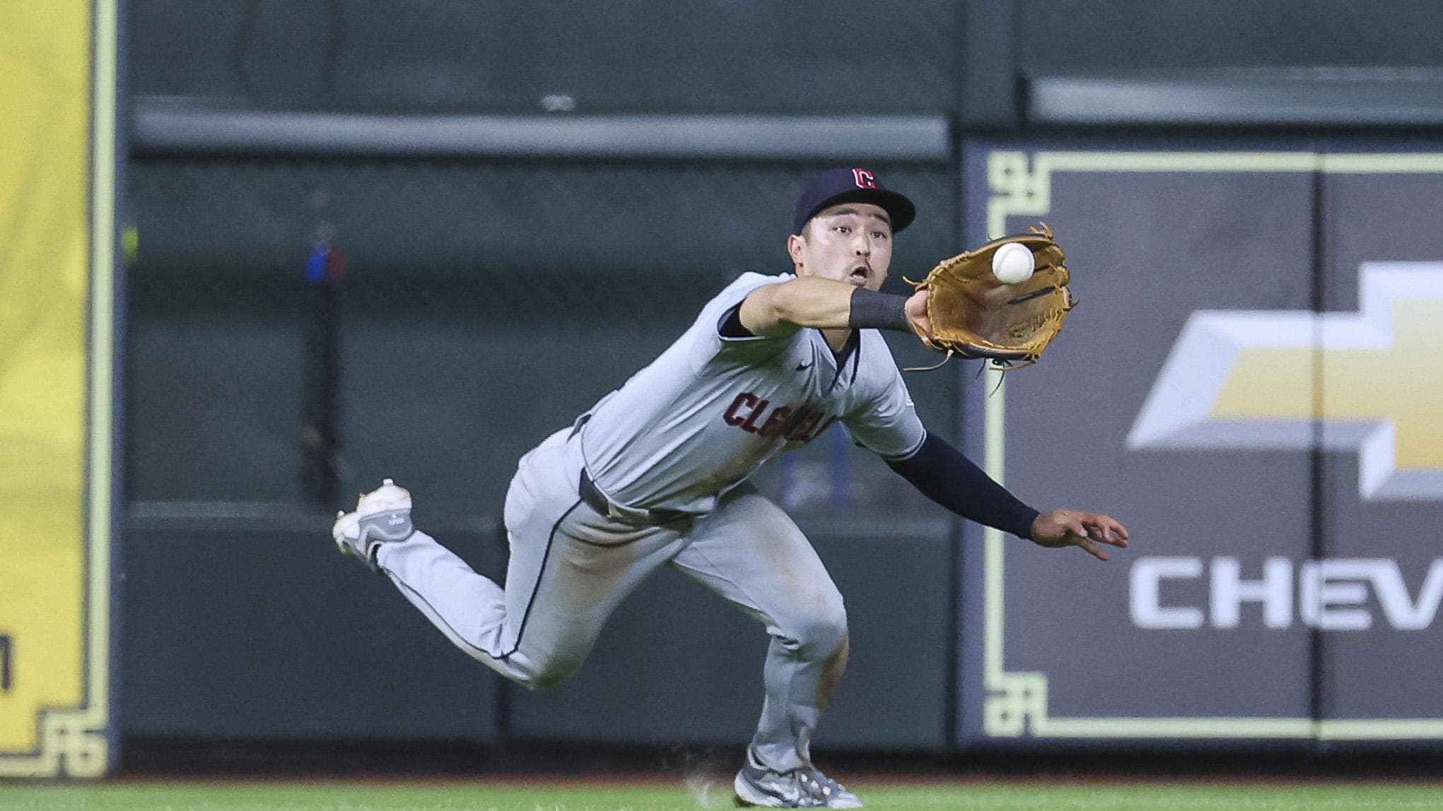 Anthony Stephan celebrates during the Virginia baseball game against Navy at Disharoon Park.