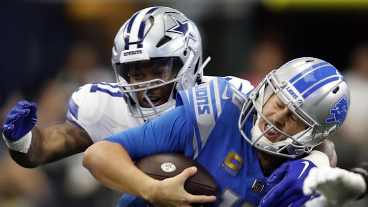 Micah Parsons sacks Lions QB Jared Goff. Parsons was traded to the Packers on Thursday. Micah Parsons sacks Lions QB Jared Goff. Parsons was traded to the Packers on Thursday.