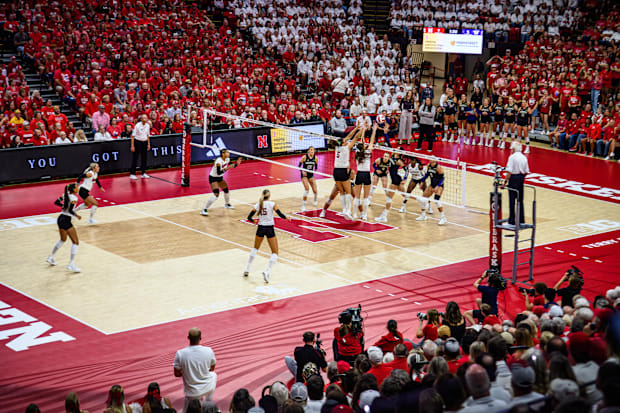 Nebraska Volleyball played on a newly designed court. 