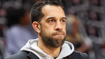 Atlanta Hawks general manager Landry Fields looks on against the Boston Celtics.