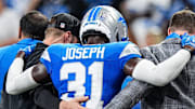 Detroit Lions safety Kerby Joseph (31) walks off the field due to an injury during the first half against Cleveland Browns 