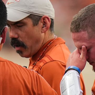 Texas Longhorns quarterback Quinn Ewers left Saturday's game with an injury. Here's what we know.