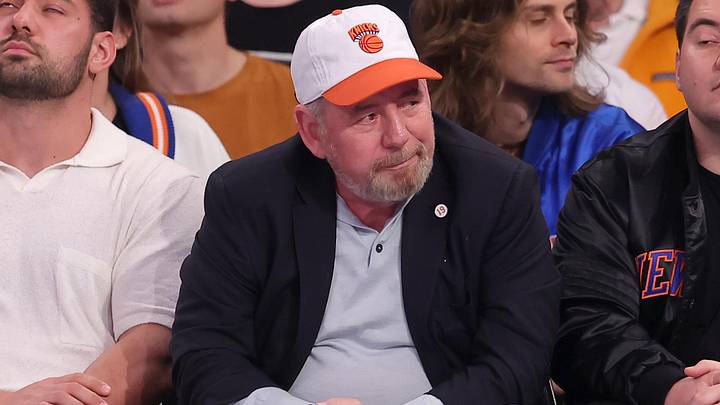 May 19, 2024; New York, New York, USA; New York Knicks executive chairman James Dolan sits court side during the first quarter of game seven of the second round of the 2024 NBA playoffs against the Indiana Pacers at Madison Square Garden. May 19, 2024; New York, New York, USA; New York Knicks executive chairman James Dolan sits court side during the first quarter of game seven of the second round of the 2024 NBA playoffs against the Indiana Pacers at Madison Square Garden.