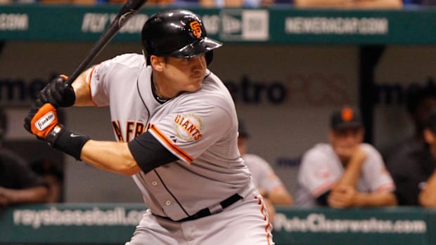 Brett Pill of San Francisco Giants bats 