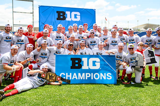 Nebraska poses after winning the 2024 Big Ten Conference Tournament.