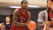 Arkansas Razorbacks forward Nick Pringle during summer practice at the Eddie Sutton Practice Center in Fayetteville, Ark.