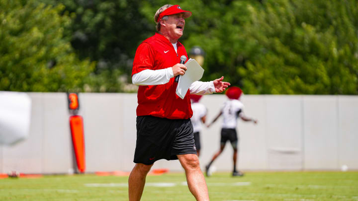 Georgia head coach Kirby Smart during Georgia’s practice session in Athens, Ga., on Thursday, Aug. 1, 2024. (Tony Walsh/UGAAA)