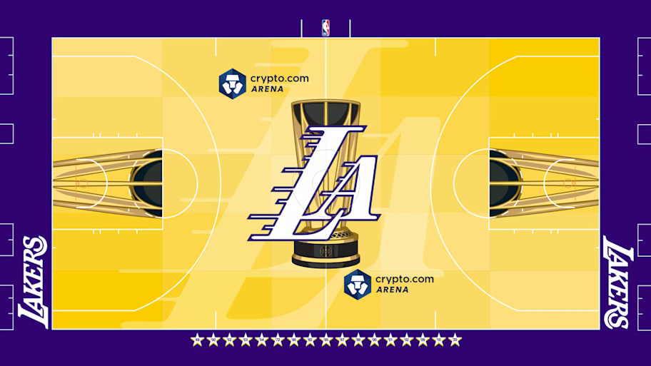 The NBA Cup court for the Los Angeles Lakers.
