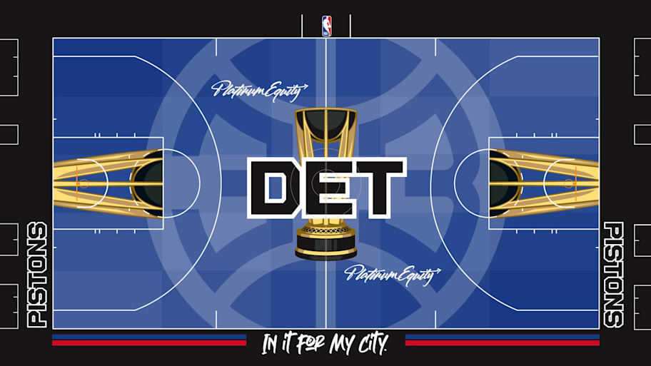 The NBA Cup court for the Detroit Pistons.