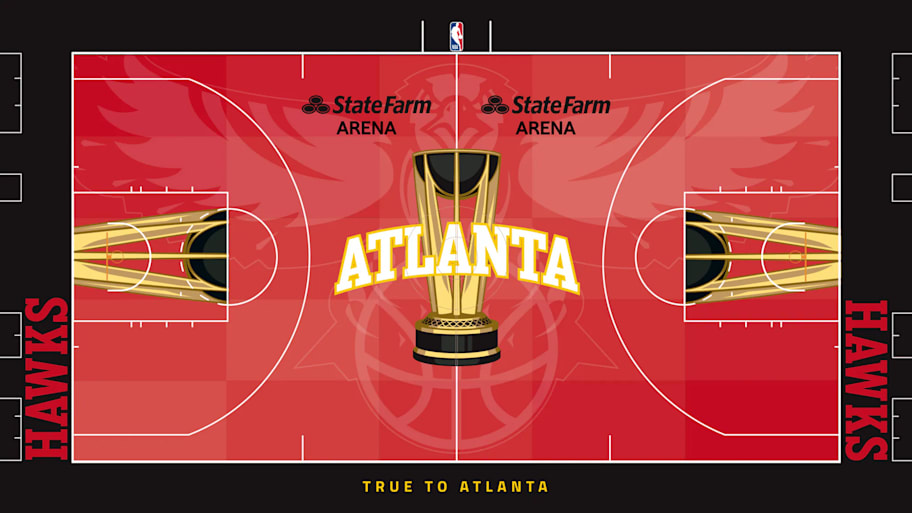 The NBA Cup court for the Atlanta Hawks.
