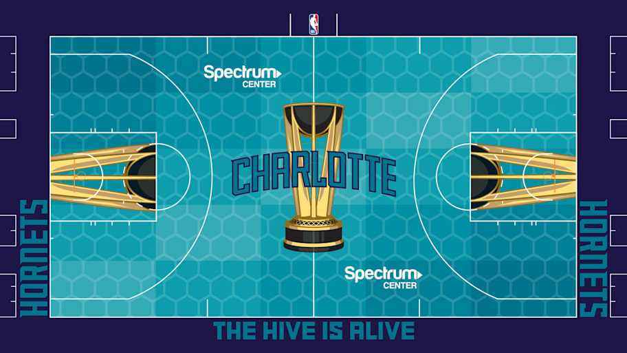 The NBA Cup court for the Charlotte Hornets.