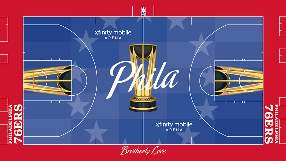 The NBA Cup court for the Philadelphia 76ers.
