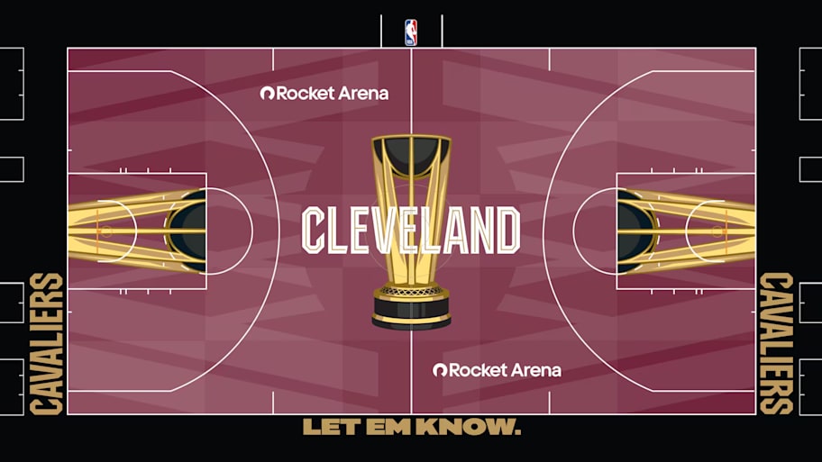 The NBA Cup court for the Cleveland Cavaliers.