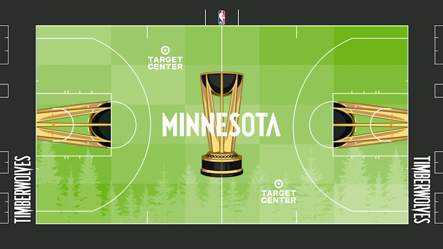 The NBA Cup court for the Minnesota Timberwolves.
