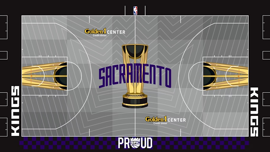 The NBA Cup court for the Sacramento Kings.