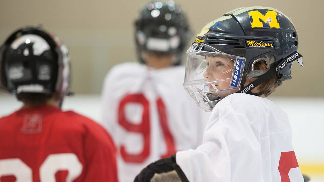 A young J.P. Hurlbert during his youth hockey days while sporting a University of Michigan helmet prior to getting drafted by the Detroit Red Wings A young J.P. Hurlbert during his youth hockey days while sporting a University of Michigan helmet prior to getting drafted by the Detroit Red Wings