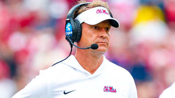 Oct 25, 2025; Norman, Oklahoma, USA;  Ole Miss Rebels head coach Lane Kiffin reacts during the second half against the Oklahoma Sooners at Gaylord Family-Oklahoma Memorial Stadium. Mandatory Credit: Kevin Jairaj-Imagn Images