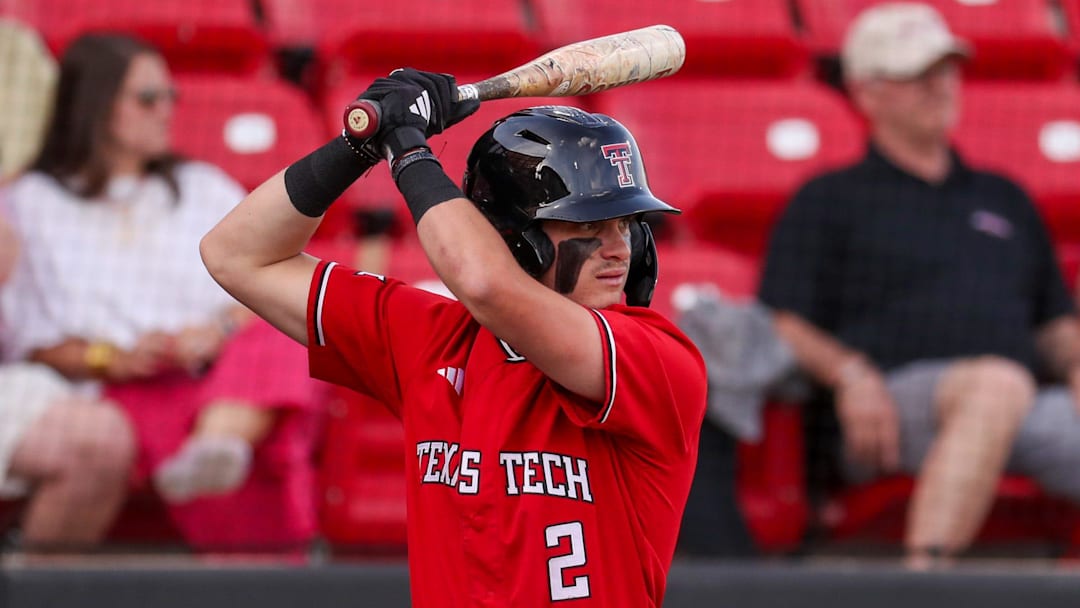 Texas Tech's Kyeler Thompson prepares for an at-bat against Abilene Christian during a non-conference Division I baseball game, Tuesday, March 31, 2026, at Rip Griffin Park.