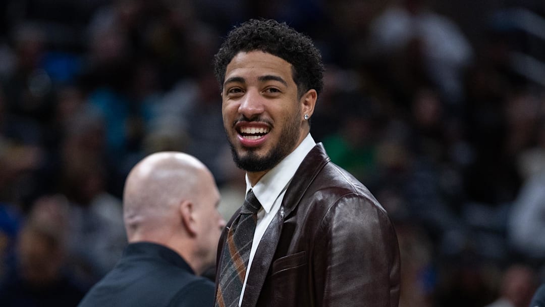 Nov 28, 2025; Indianapolis, Indiana, USA;  Indiana Pacers guard Tyrese Haliburton (0) in the second half against the Washington Wizards at Gainbridge Fieldhouse. Mandatory Credit: Trevor Ruszkowski-Imagn Images