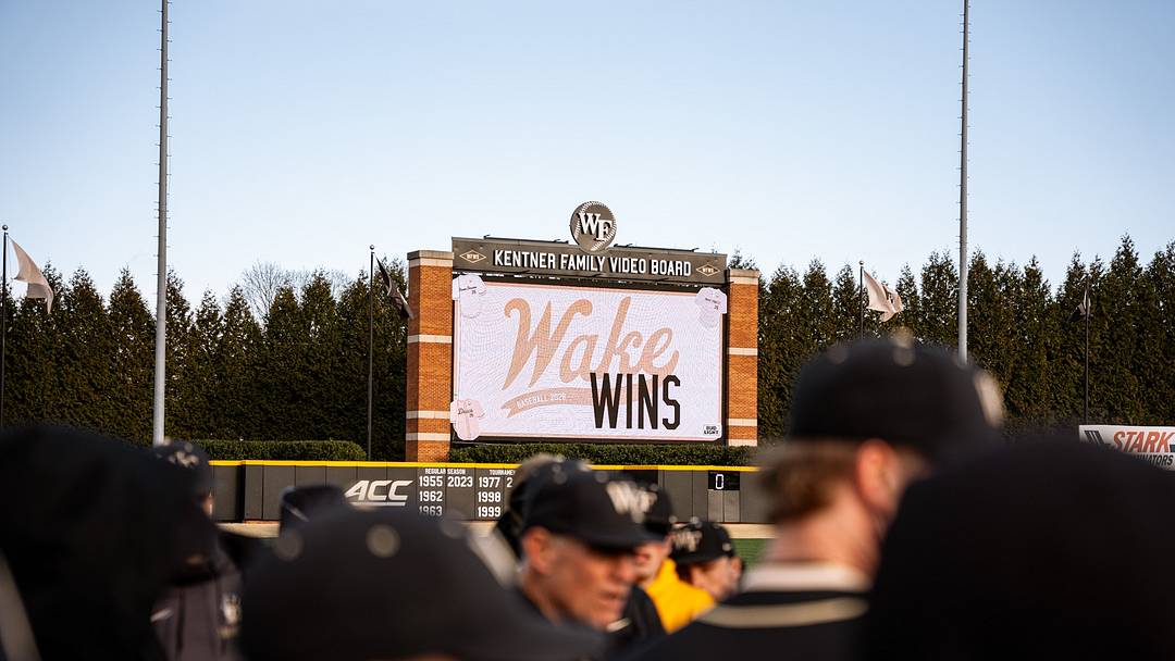 Wake Forest Baseball following their 15–1 win over the Siena Saints, February 22, 2026.