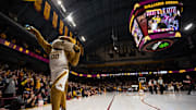 Jan 30, 2019; Minneapolis, MN, USA; Minnesota Gophers mascot Goldy entertains fans during the second half against the Illinois Fighting Illini at Williams Arena. Mandatory Credit: Harrison Barden-Imagn Images