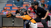 Akron RubberDucks catcher Cooper Ingle at Canal Park on July 10.