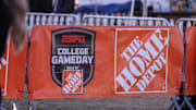 Signage is seen during College GameDay before a Big 12 Conference football game, Saturday, Nov. 8, 2025, at Jones AT&T Stadium.