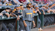 Tennessee Volunteers coach Tony Vitello during game against the Arkanss Razorbacks at Baum-Walker Stadium in Fayetteville, Ark.