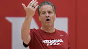 Razorbacks coach John Calipari at practice at the Eddie Sutton Practice Center in Fayetteville, Ark.