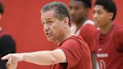 Razorbacks coach John Calipari at practice at the Eddie Sutton Practice Center in Fayetteville, Ark.