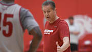 Razorbacks coach John Calipari at practice at the Eddie Sutton Practice Center in Fayetteville, Ark.