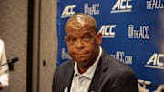 North Carolina head coach Hubert Davis at the 2025 ACC Tipoff