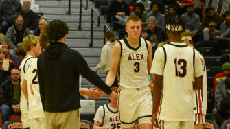 Alexandria boys basketball junior Chase Thompson is introduced Feb. 13 against St. Cloud Tech in a