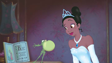 THE PRINCESS AND THE FROG - Down in New Orleans during the fabulous Jazz Age, young Princess Tiana searches for true love and comes face-to-face with snooty debutante Charlotte, ancient voodoo priestess Mama Odie and the evil Dr. Facilier. But with the help of her mother, a crooning alligator and other friends, Tiana's fairy-tale dreams may come true after all in this Oscar nominee. (Disney)
PRINCE NAVEEN, TIANA