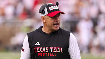 Texas Tech head coach Joey McGuire looks on during a non-conference football game, Saturday, Sept. 13, 2025, at Jones AT&T Stadium.
